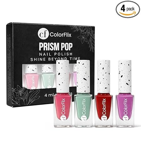 ColorFlix Prism Pop Nail Paint Pack of 4 – Long Stay, High Shine, Quick Dry, Glossy Shades- Mintberry 4ml Each