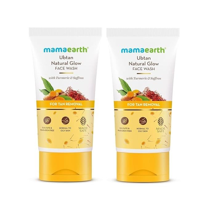 Mamaearth Ubtan Natural Face Wash For all Skin Type with Turmeric & Saffron for Tan Removal – 150 ml (Pack of 2)
