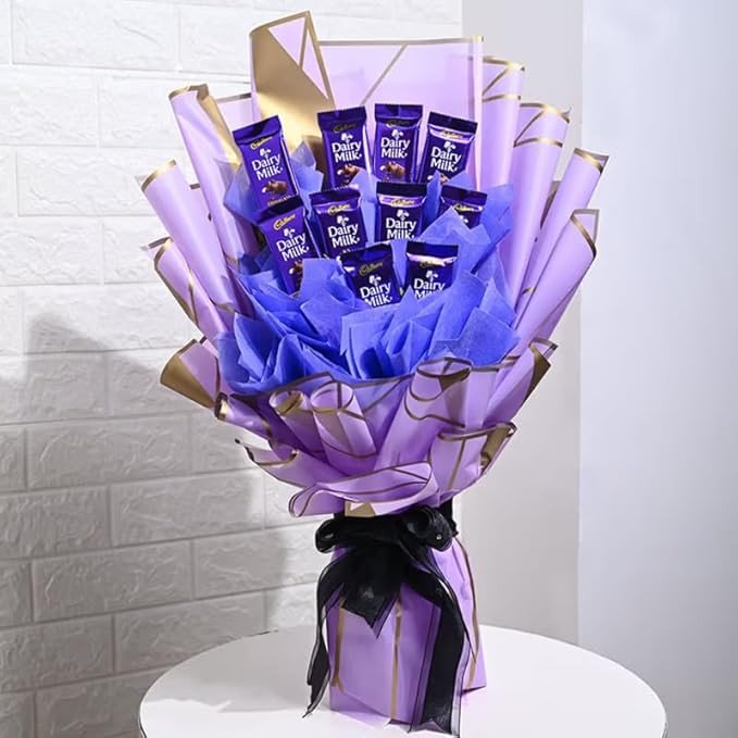 FlowerAura Premium Chcolate Bouquet of 10 Chocolates In Designer Paper Gift For Birthday | Anniversary | Love | Girlfriend's Day | Mothers Day Gift For Mom (Same Day Delivery)