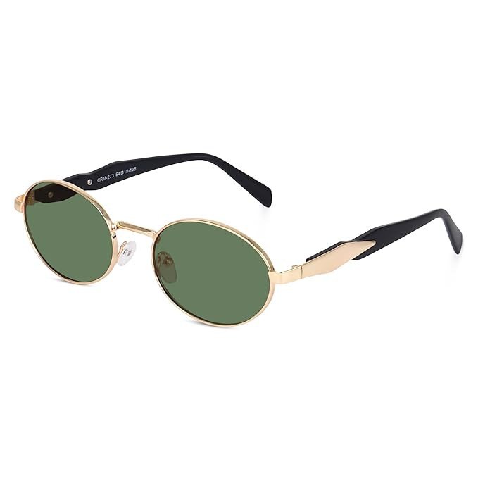 CREEK Retro Oval Sunglasses for Women & Men | Trendy Metal Sun Glasses Classic Shades | UV400 Protection