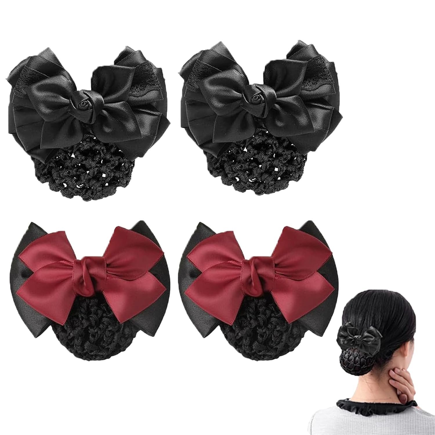 Hair Accessories for Women, 2 Pcs Breathable Invisible Hair Bun Net for Women | Juda Net Mesh Bun Cover, Hair Net & Bun Maker