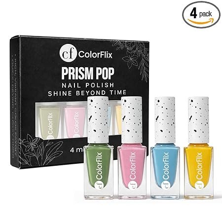 ColorFlix Prism Pop Nail Paint Pack of 4 – Long Stay, High Shine, Quick Dry, Glossy Shades- Purple Era 4ml Each