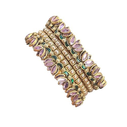 Silk Thread Bangles - Kundan Stones