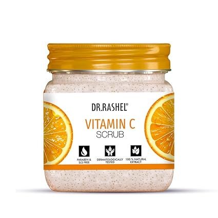 DR.RASHEL Exfoliator For Face & Body (Vitamin C Scrub, 380 ML) | All Skin |Deep Exfoliation | Dead Skin Remover| Tan Removal | Blackhead Remover
