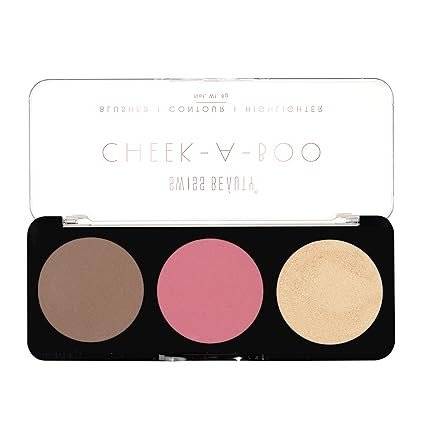 Swiss Beauty Cheek-A-Boo 3-in-1 Face Palette – Blusher, Contour & Highlighter | Highly Pigmented, Blendable & Lightweight | Long-Lasting Makeup Palette for All Skin Tones | 8g, Shade- 03