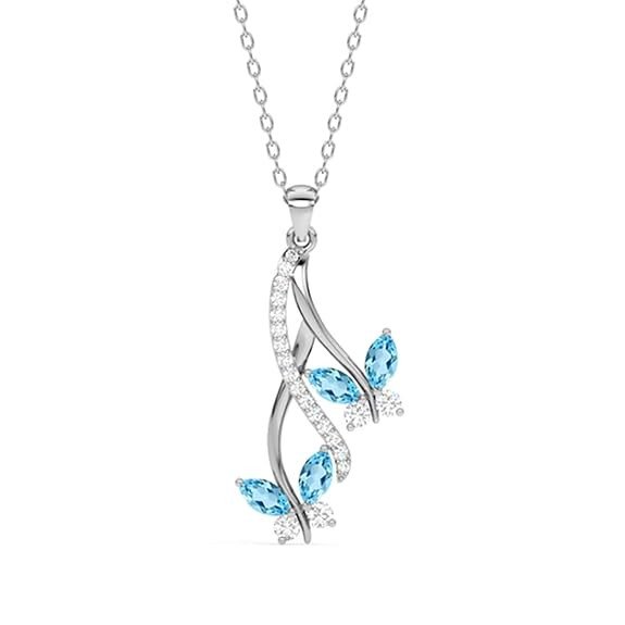 925 Sterling Silver Butterfly Pendant Earring Chain Bracelet Ring Jewellery Set | Rhodium Plated, Swiss Zirconia | Gift for Women & Girls