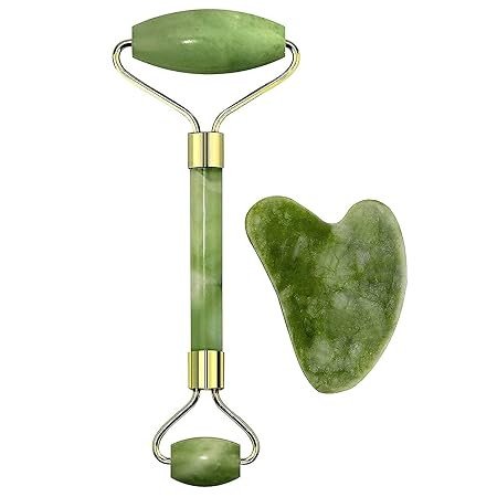 Ladista Facial Massager Jade Roller & Gua Sha Tool Natural Himalayan Stone for Face Neck Healing Skin Wrinkles & Serum