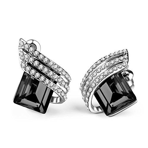 Shining Diva Fashion Black Crystal Earrings | sleek black crystal design earrings for women