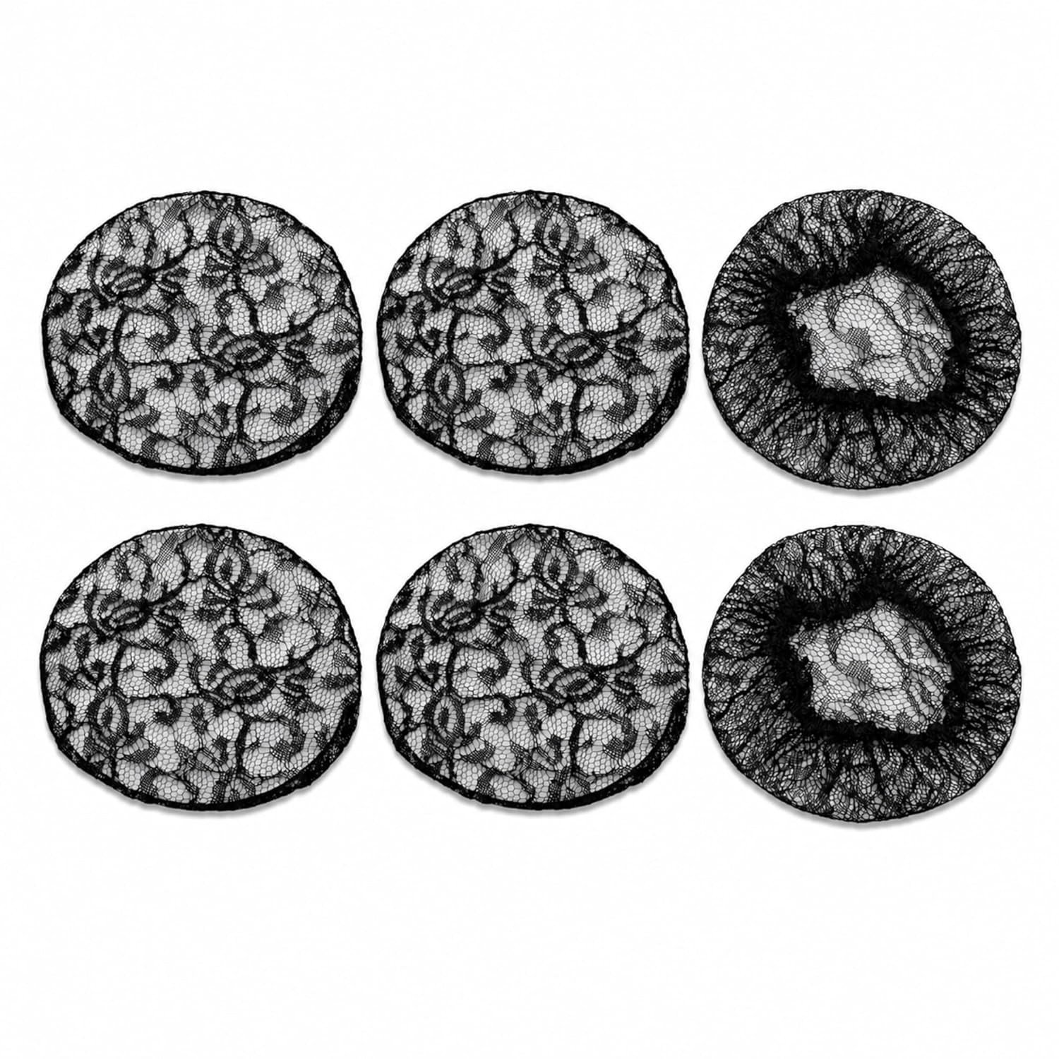 Juda Jali | Pack of 6 | Hair Net Bun Cover for Girls & Women | Premium Stretchable Mesh Bun Net | Reusable Black Mesh Cover, Professional Snoods for Dance, Nurses, Kitchen & Work