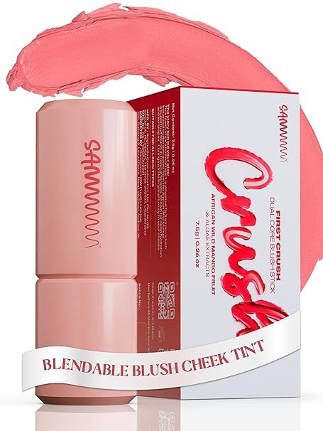 Sammmm FIRST CRUSH Dual Core Blush Stick Sorbet (Peach Pink,7.5g) | Cute Creamy Blusher for Cheeks, Eyes, Lips for Dewy Finish | Blendable & Lightweight Stick Blush For Face Makeup | For Young Skin