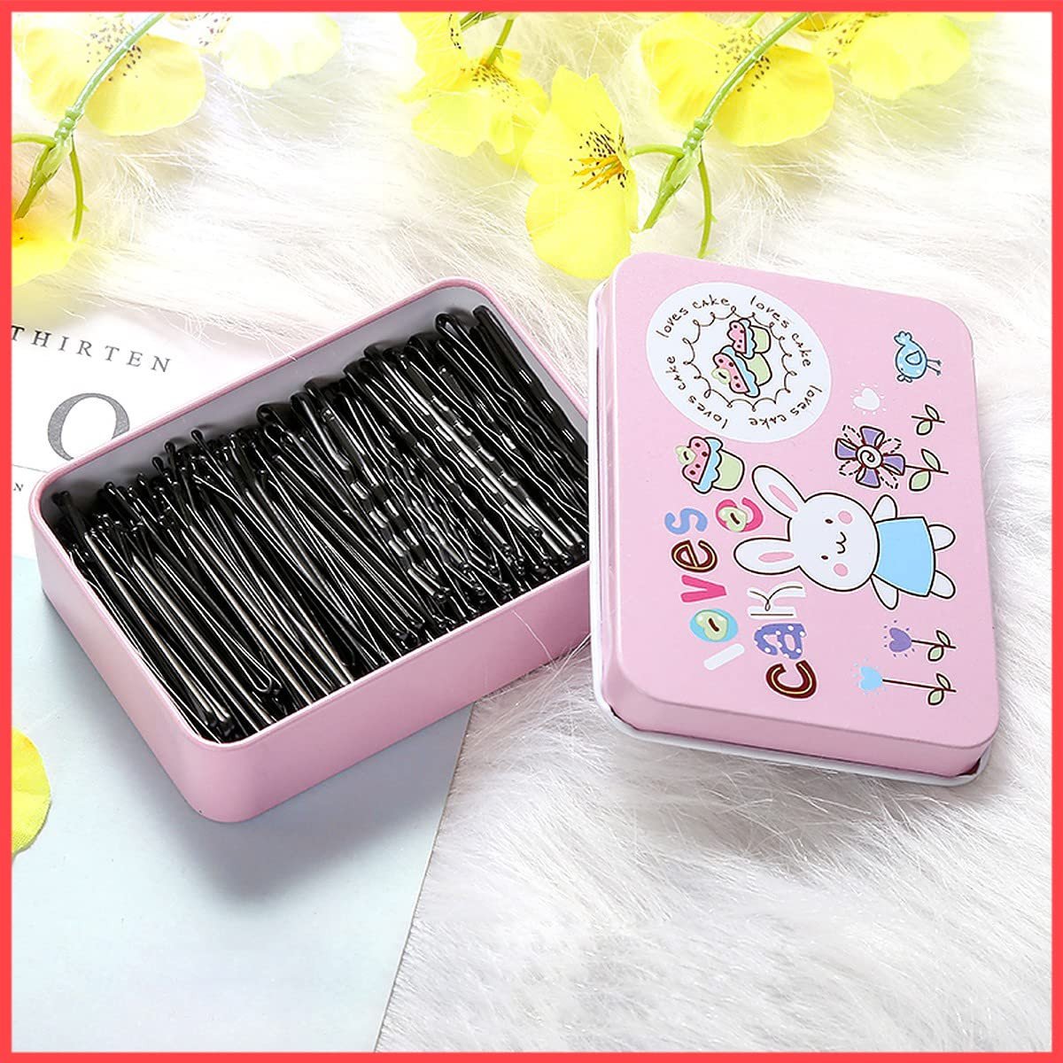 Bobby Pins with Storage Box (100 PCS) | Metal Hair Clips Styling Pins Hairdressing Tool for Women Girls Hair Accessories - Black