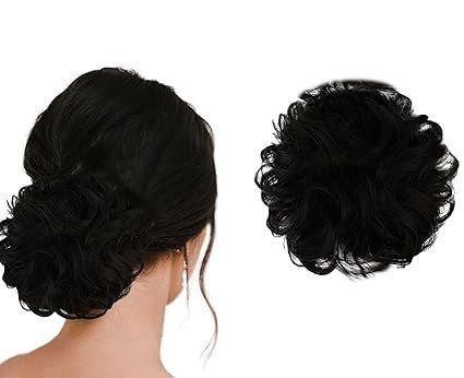 Hair Accessories For Women Stylish - Juda Hair Buns for Women - Messy Bun Hair Extension - Artificial Fake Hair Donuts Bun Maker Scrunchies - With Elastic Rubber band - Black - Pack of 1