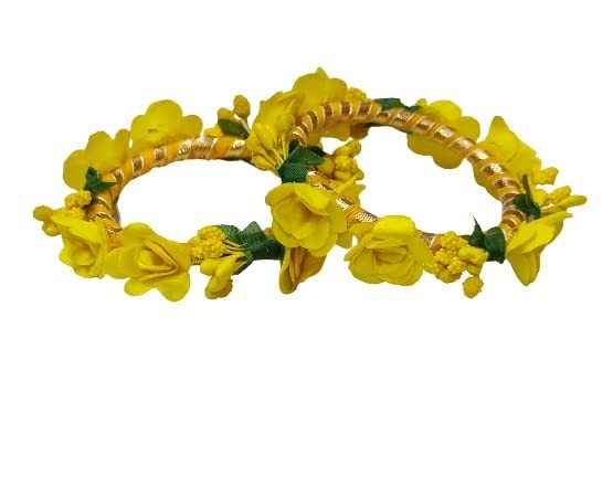 Real Trend Beautiful yellow Color Floral Handmade bangle for woman & girls (size 2-6)