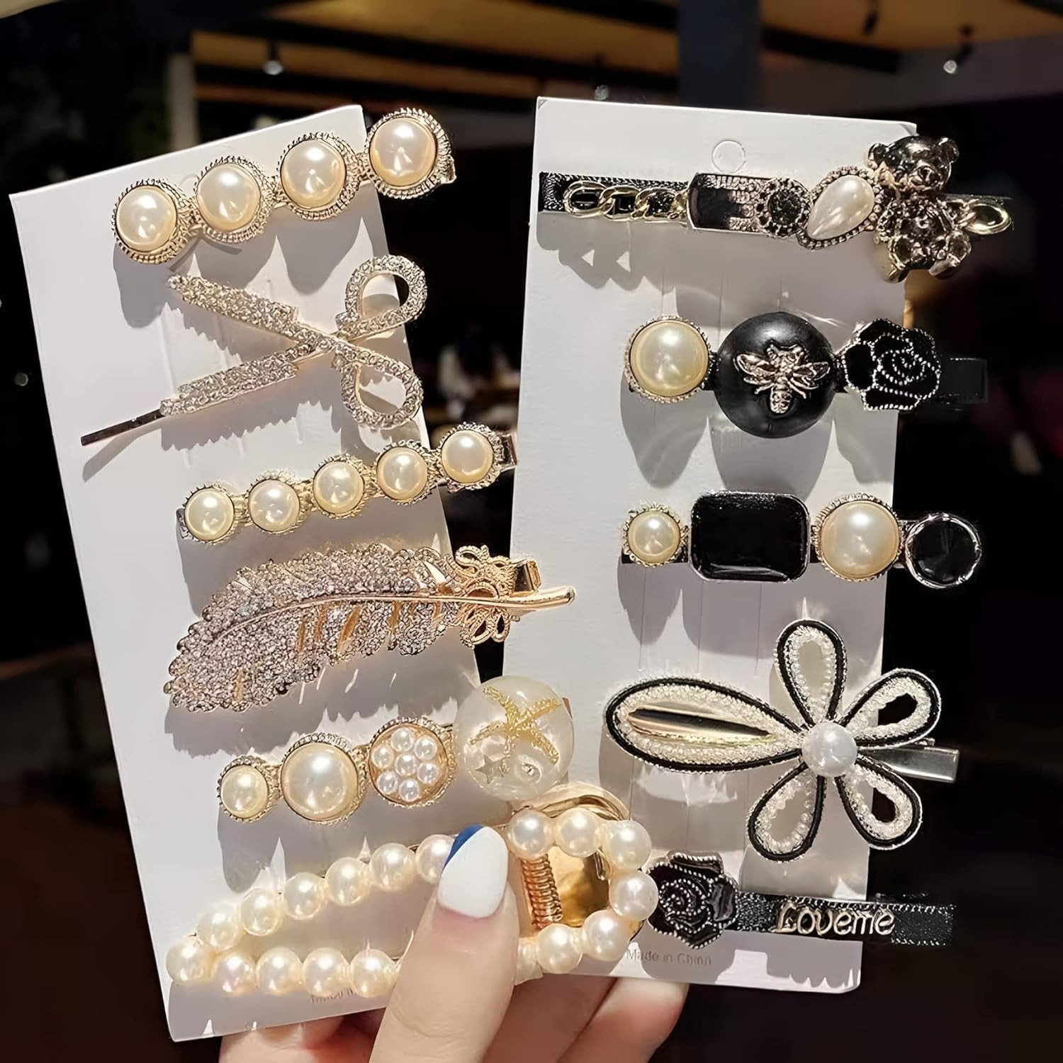 11 Pcs Korean Fashion Style Pearl Rhinestone Metal Hair Clips Hair Pin Stylish Hair Accessories Jewellery For Women's And Girls