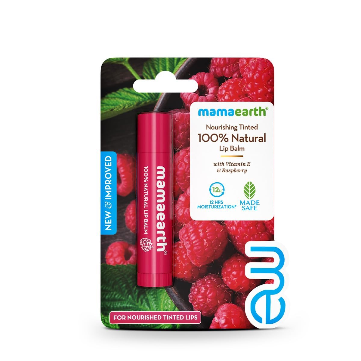 Mamaearth Nourishing Tinted 100% Natural Lip Balm With Vitamin E And Raspberry - 4 G|Gives 12-Hour Moisturization|For Dry&Chapped Lips|Naturally Pink Lips