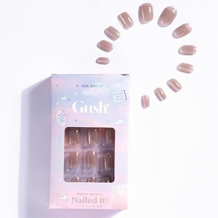 Gush Beauty Press On Nails | Reusable Extensions | Artificial Nails Set | Long Lasting Design | Glue Tabs and nail glue included | Pack of 24 Nails | For women (French Gems - Medium Square)