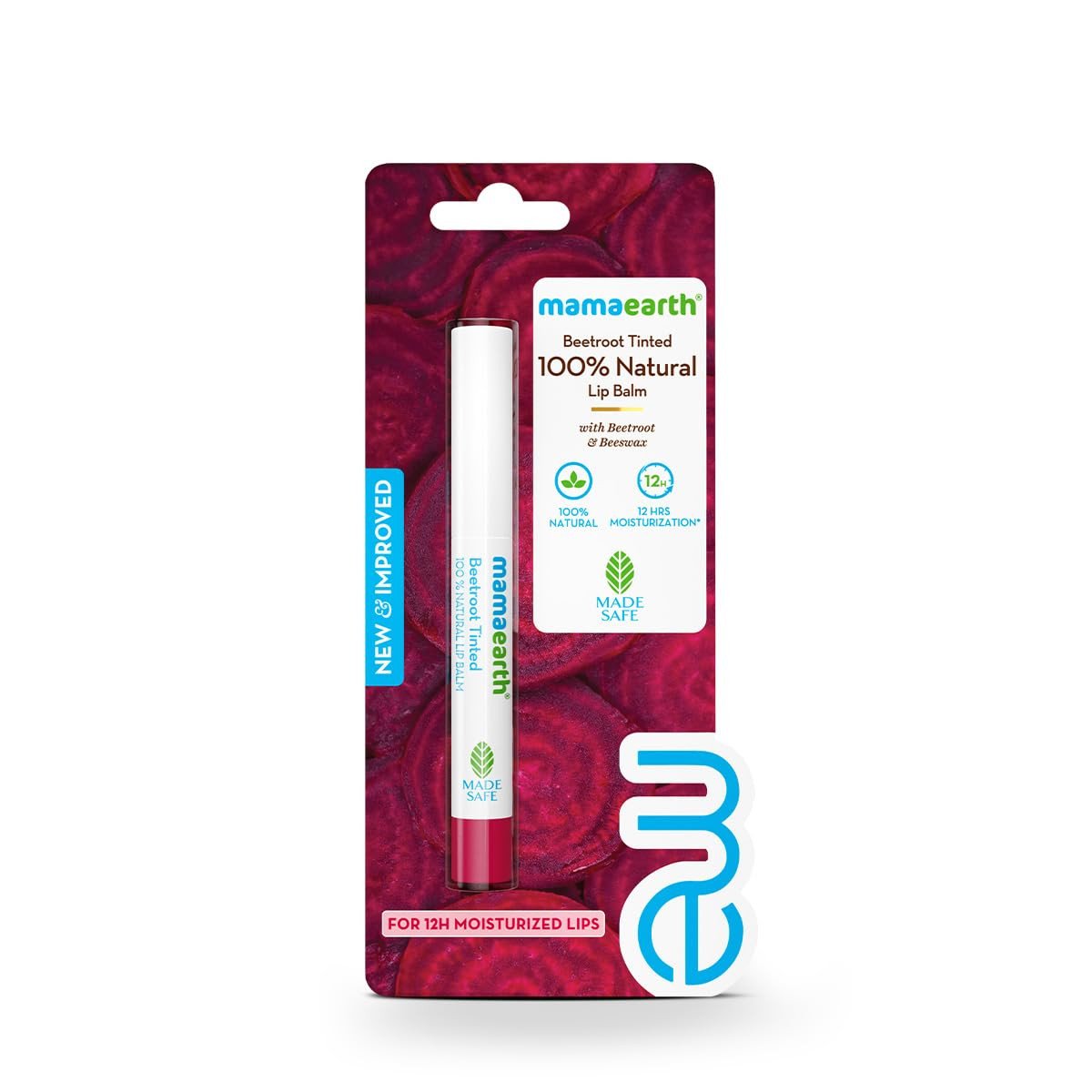 Mamaearth Beetroot Tinted 100% Natural Lip Balm with Beetroot & Beeswax for 12h Moisturized Lips - 2 g | 100% Natural Formula which Provides 12H Moisturization* | Free From Harmful Chemicals & Made Sa