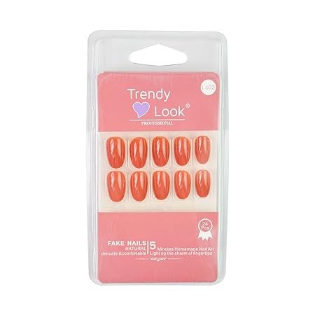 SLAY IT, DON'T PLAY IT Press On Nails for Women with Glue Stickers | 24 Pcs Pack |Dark Peach