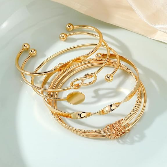 Shining Diva Fashion Set of 5 Latest Stylish MultilayerBangle Bracelet for Women and Girls