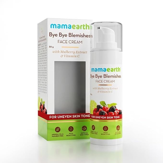 Mamaearth Bye Bye Blemishes* Face Cream, For Pigmentation & Blemish Removal, With Mulberry Extract & Vitamin C - 30 g
