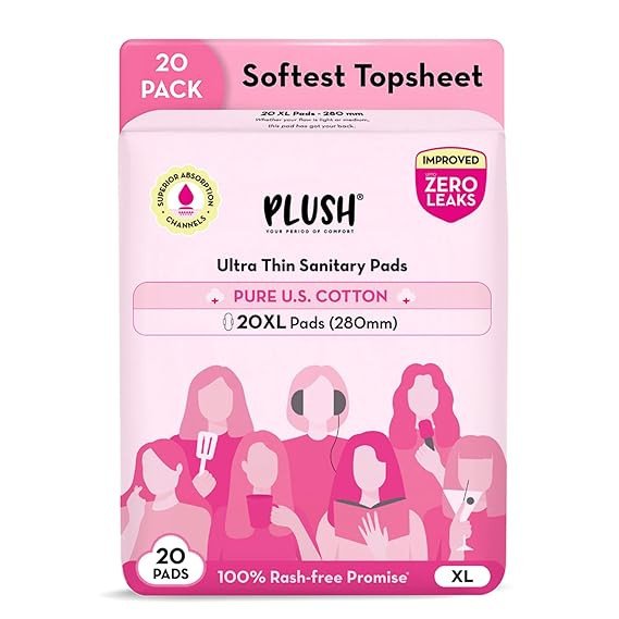Nua Complete Comfort Sanitary Pads for Sensitive Skin | Pack of 24 Pads (6 Heavy Flow, 8 Medium Flow, 10 Light Flow) with Disposal covers | Zero Irritation | Comfortable All-Day Protection | Ultra-Thi