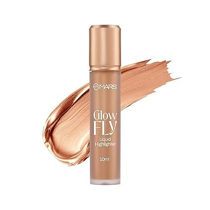 MARS Glow Fly Liquid Highlighter (10 ml) (03-WINGED GOLD) | Enriched With Sunflower Seed Oil | Radiant Glow | No Chunky Particles | Light-Weight & Long-Lasting | Ultra Blendable Formula