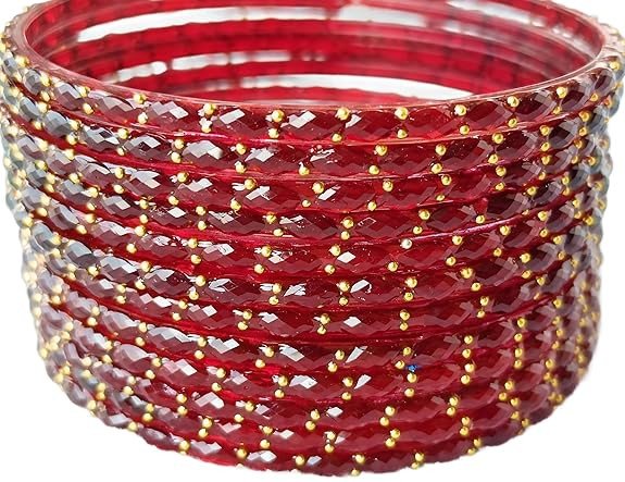JPS Plain and Glossy Finished Raindrop Glass Bangles Set for Women & Girls | Traditional Ethnic Chudi for Wedding, Party & Regular- Set of 12 Pcs of One Colour | Wedding Special