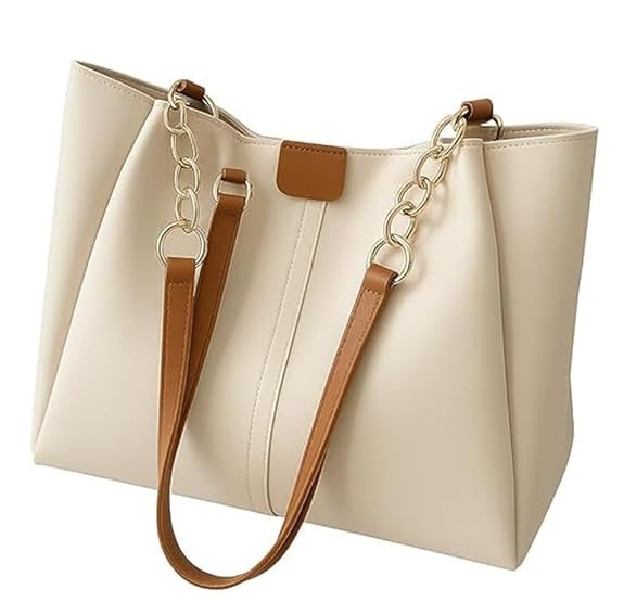 AESTHETIC Women’s Shoulder Handbag | Elegant PU Leather Tote with Chain Strap | Stylish Daily Use Purse for Office, College & Casual Outings