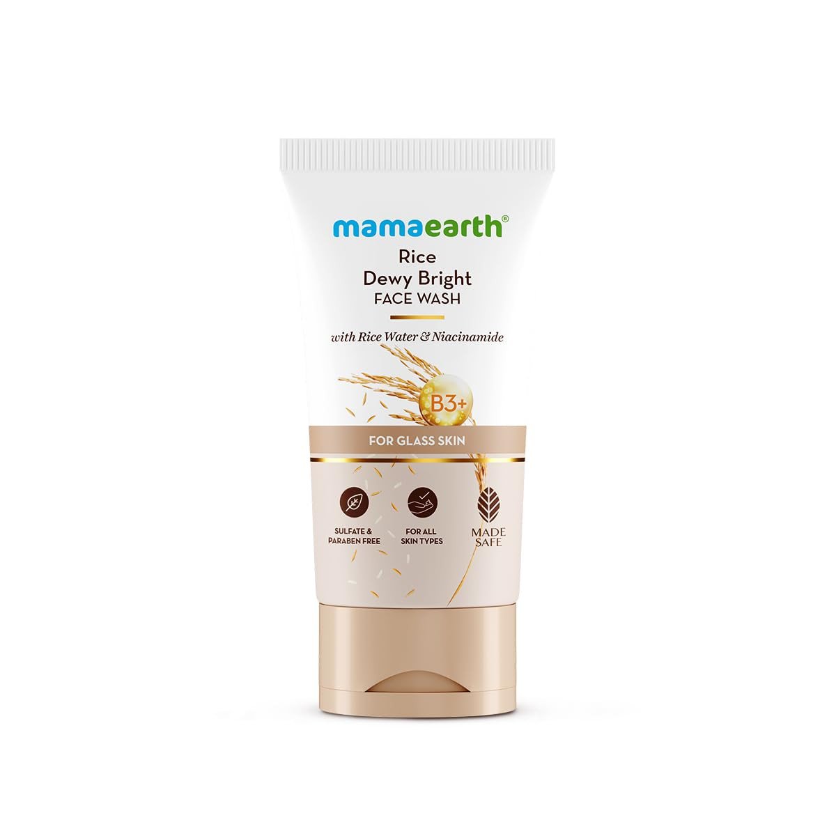 Mamaearth Rice Dewy Bright Face Wash With Rice Water & Niacinamide for Glass Skin | For Hydrated & Even skin Tone | Glowing & Brightening | Korean skin Care Product | For All skin Types | For Men & Wo