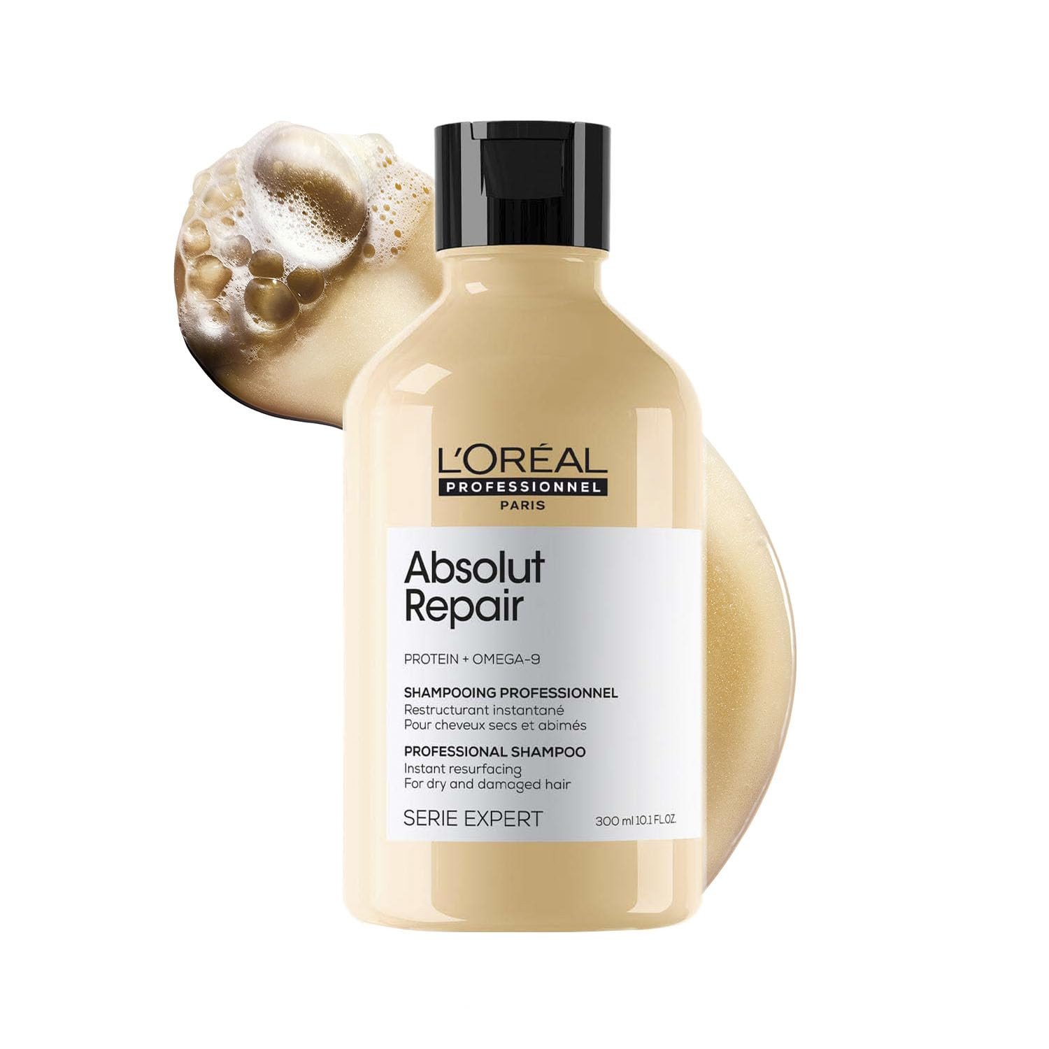 L'Oréal Professionnel Absolut Repair Shampoo for Dry & Damaged Hair - 300ml | Professional shampoo for Strengthening and Repairing Hair, With Protein & Omega-9, For Men & Women