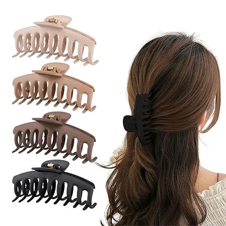 Cerrito Hair Claw Clips for Women Girls –3 Pcs Large Strong Hold Clamps for Thick Thin, Hair Ponytail Holder, Multicolor