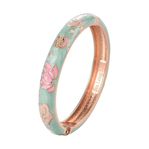 Enamel Bangle Bracelets Lotus Design for Lady