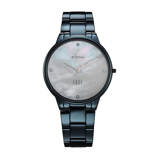 EDGE Titan Metal Ladies Allure Quartz Analog Rich Mother of Pearl Dial Stainless Steel Strap Watch for Women-2734QM01