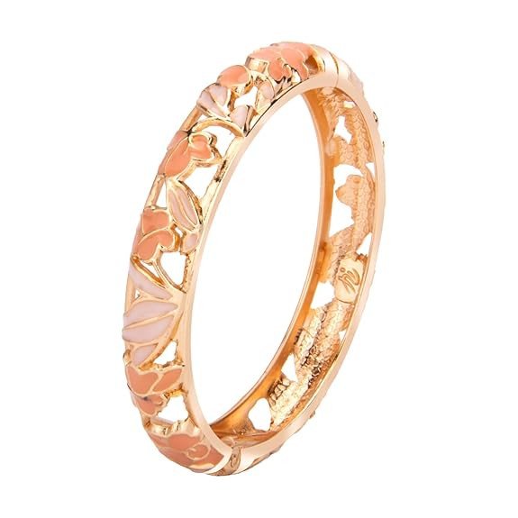 Enamel Bangle Bracelets Lotus Design for Lady