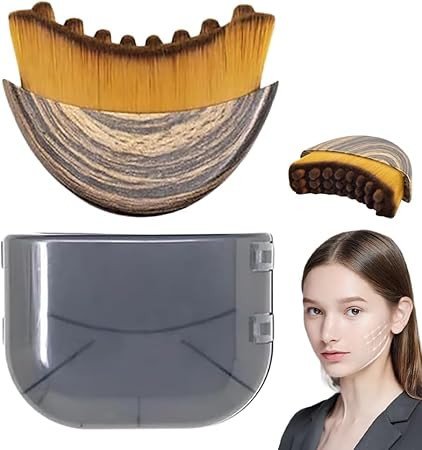 Gadget Deals- contour brush for makeup | contour brush for face massage | facial brush | Lymphatic contour face brush- lymphatic brush - Neck-Makeup Brushes with Soft Bristles