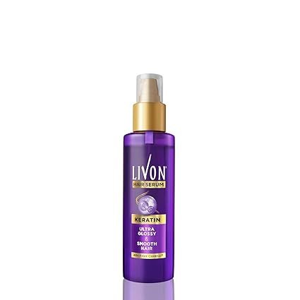 Livon Keratin Hair Serum for Women & Men | Ultra Glossy & Smooth Hair | 48Hr Frizz Control | Hair Serum for Dry, Rough & Damaged Hair | 48ml