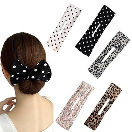 5 Pcs Hair Bun Clip, Bun Maker for Hair, Magic Donut Wire Hair Bun Maker Clip Fast Bun Hairstyle Tool Large Cloth Hair Bands Scrunchies Chignon Maker for Women Girls