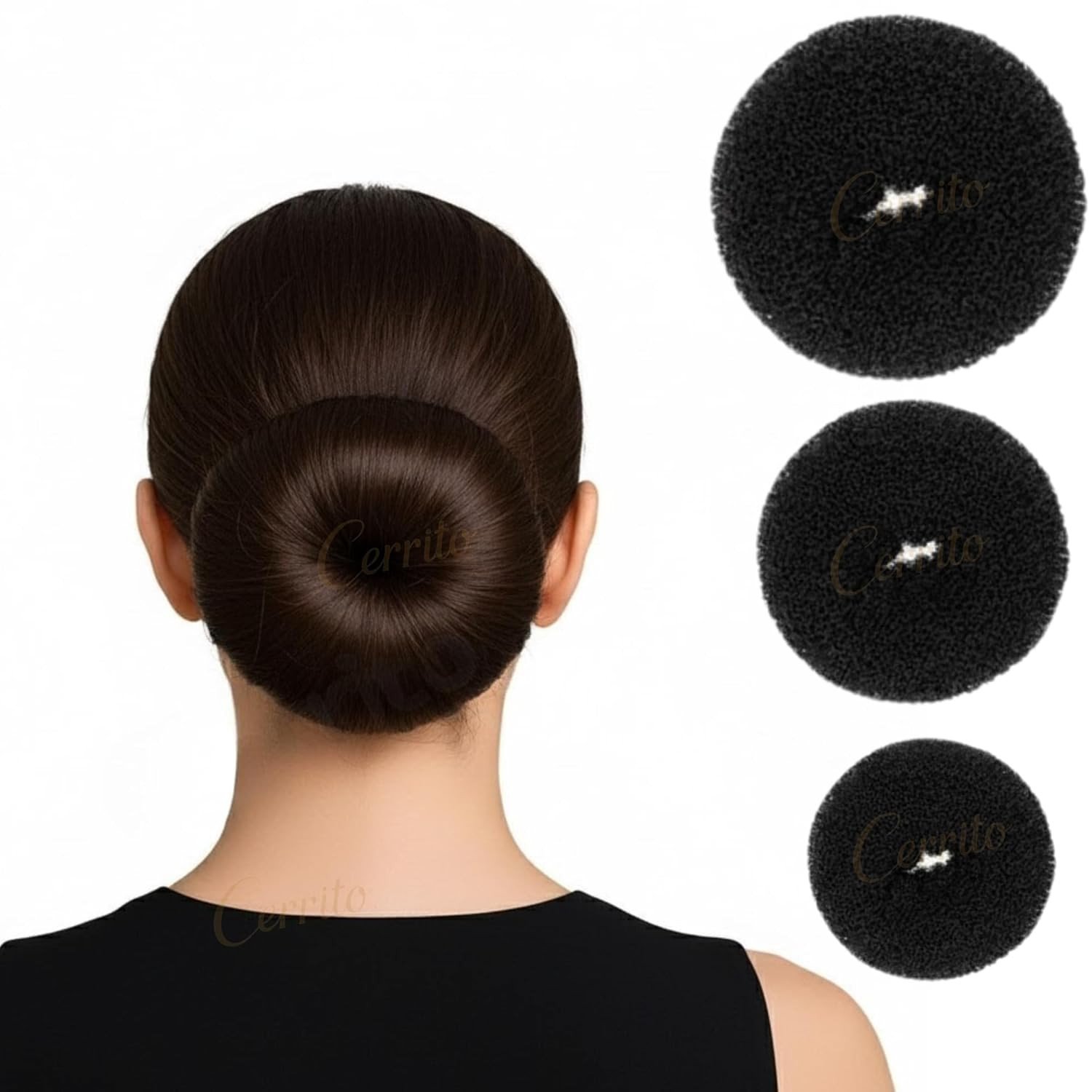 Donut Hair Bun accessories for women, Mesh Puff Juda Bun Shaper Set for Easy & Elegant Buns, Lightweight Hair Accessories for Girls & Women, Pack of 3 (Small, Medium & Large)