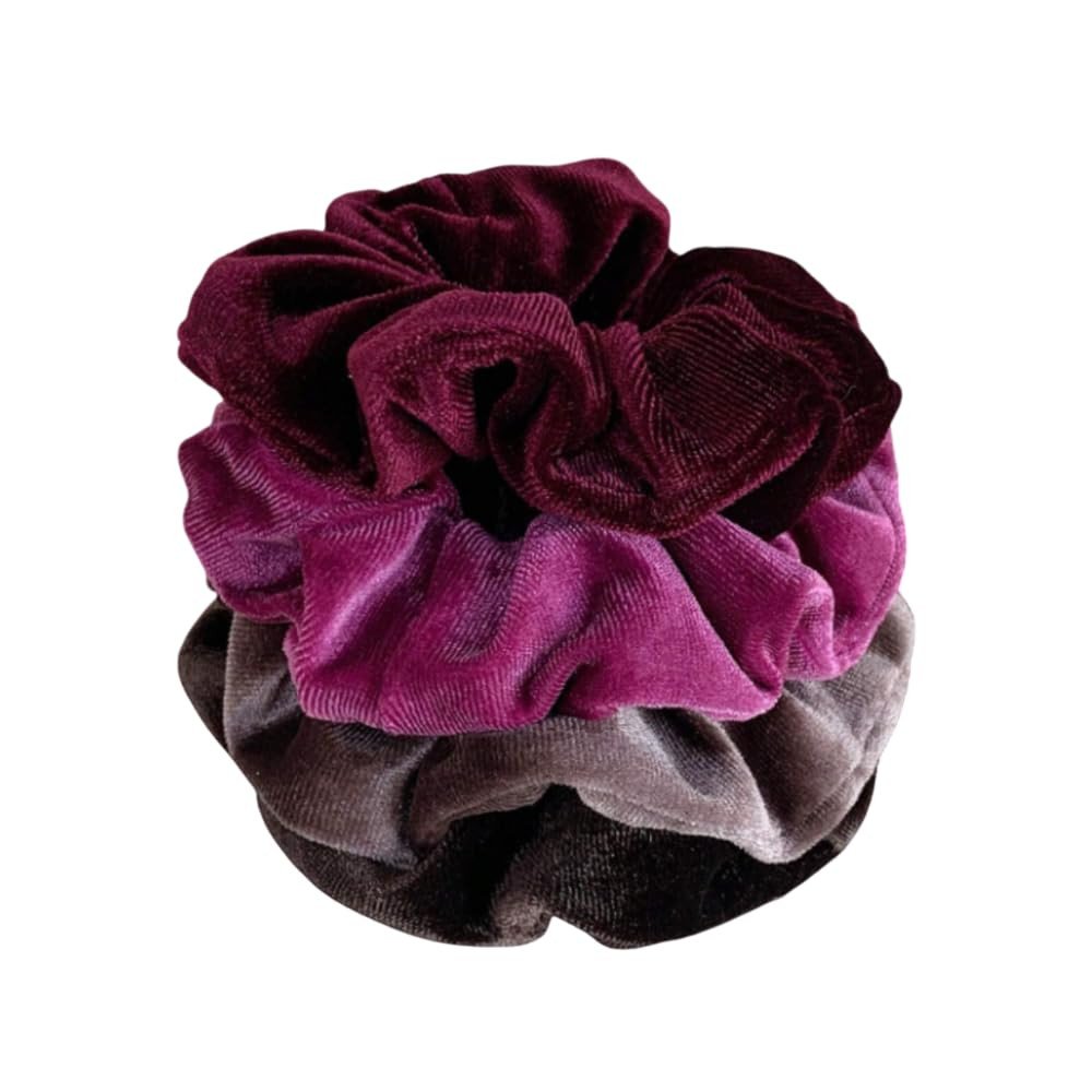 Luxury Velvet Hair Scrunchies for Women & Girls – Premium Soft No-Damage Hair Ties | Stylish Elastic Ponytail Holders (Dark Multicolor Scrunchie Pack of 4)