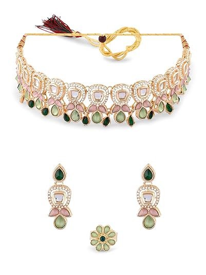 Zirconia Choker Necklace Set Stylish Jewellery Gift for Women & Girls