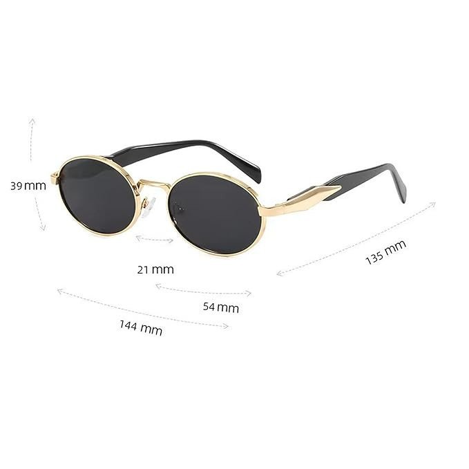 Dervin Retro Oval Sunglasses for Men & Women | Metal Frame | UV400 Protection | Durable, Stylish & Trending Shades