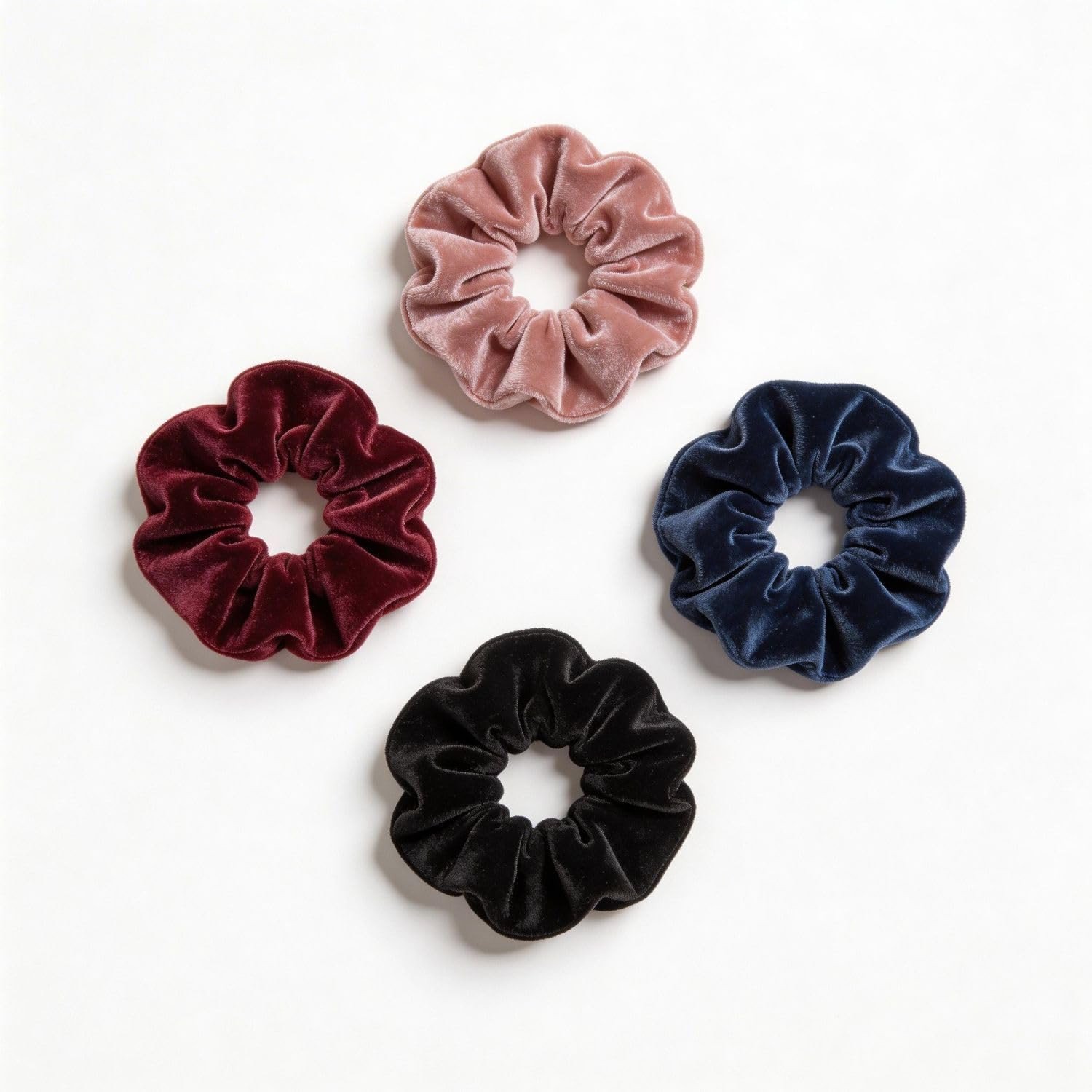 Pack of 3 Premium Velvet Scrunchies Set for Women Hair Ties - Soft Elastic Hair Bands for Girls Multicolor Ponytail Holder - Hair Accessories for Daily Use Party Office Styling