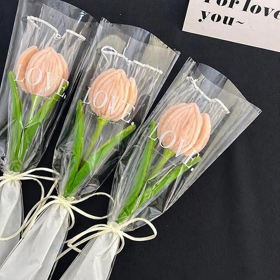 1 Pcs Artificial Tulip Flower Korean Style Bouquet | Perfect Valentine Gift for Him Her Girlfriend Boyfriend Wife Husband | Romantic Decor for Anniversary, Birthday, Home Decor (Peach)