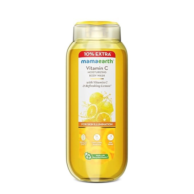 Mamaearth Vitamin C Moisturizing Body Wash with Vitamin C & Refreshing Lemon Scent for Skin Illumination- 275ml|Deeply Cleanses|Intensely Moisturizes|Long-Lasting Fragrance