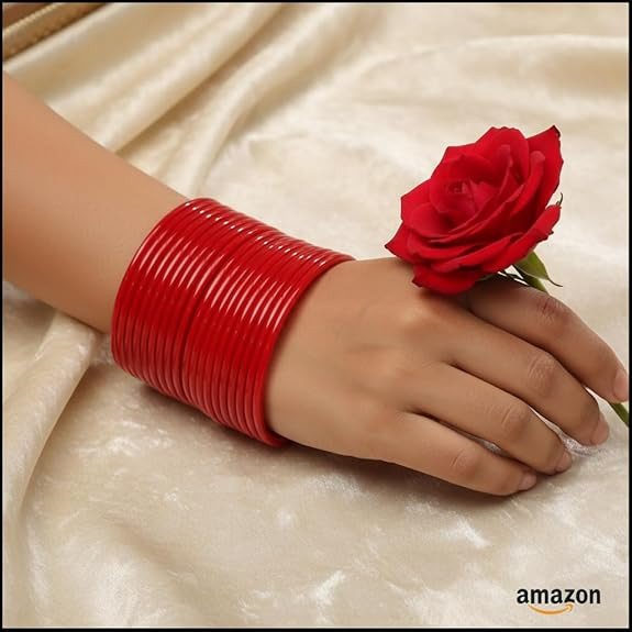 Women's Premium Plain Glass Bangles Set for Women & Girls | Traditional Handcrafted Indian Bangles | Stylish Ethnic Jewelry for Weddings & Festivals | 24 Pcs Set