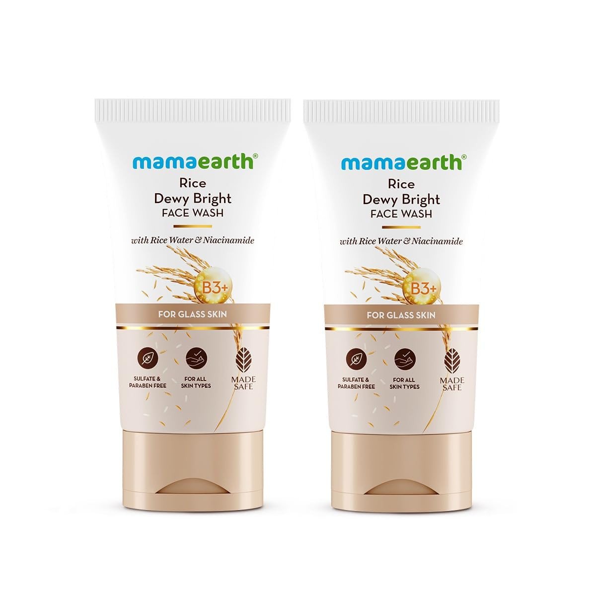 Mamaearth Rice Dewy Bright Face Wash With Rice Water & Niacinamide for Glass Skin | For Hydrated & Even skin Tone | Glowing & Brightening | Korean skin Care Product | For All skin Types | For Men & Wo