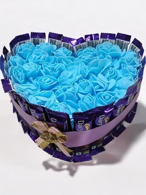 ‎Chocopops Heart Shape Gift Bouquet - Bouquet of Milk Chocolates (24pcs) with Artificial Flowers for Birthday, Anniversary, Special Occassion, Festival