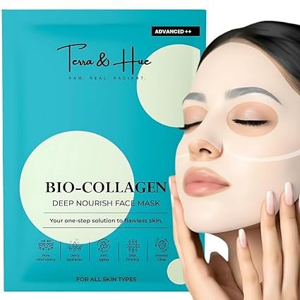 Terra & Hue Korean Glass Skin Overnight Collagen Face Mask for Young, Glowing Skin, 2X Natural Bio Collagen, 4X Hydration, Collagen Mask Overnight for Pigmentation, Pore Minimizing, Pack of 1