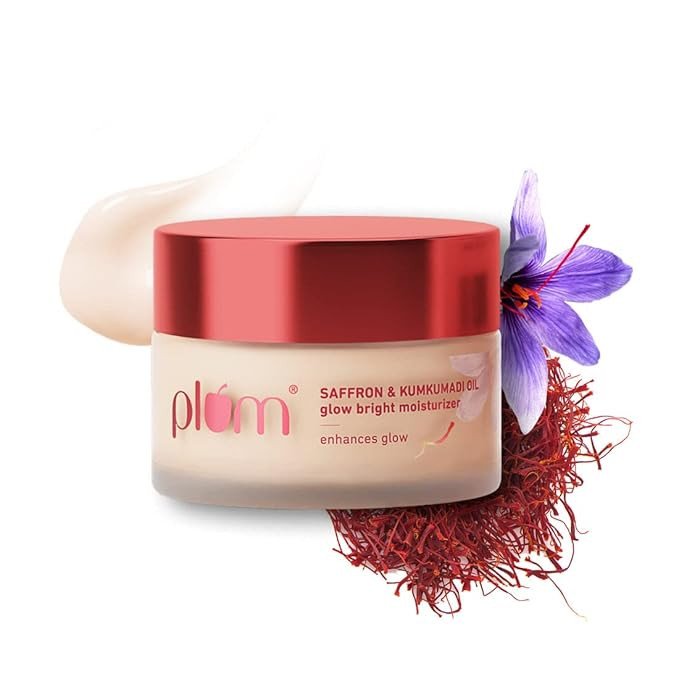 Plum Saffron & Kumkumadi Oil SPF 35 Daily Glow Bright Moisturizing Cream 50g | Quick-Absorbing Day Cream to Brighten Skin, Enhance Glow | UVA/UVB Protection | All Skin Types | Women & Men