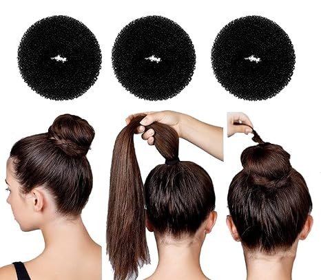 12gm Hair Donuts For Bun Maker Easy To Use Hair Styling Juda Maker Donuts Bun For Women & Girls (BLACK) (PACK OF (1)